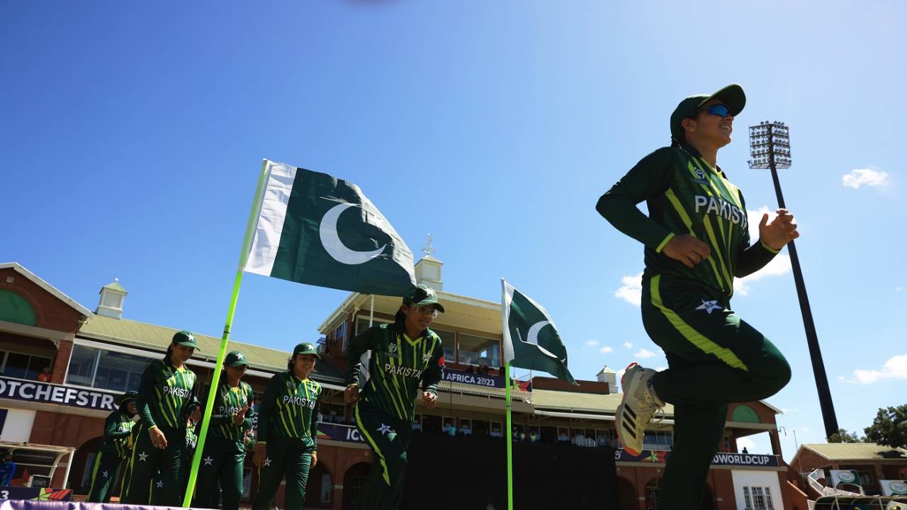 Syeda Aroob Shah leads Pakistan onto the field, Pakistan vs Rwanda, Group B, Under-19 Women's World Cup, Potchefstroom, January 15, 2023