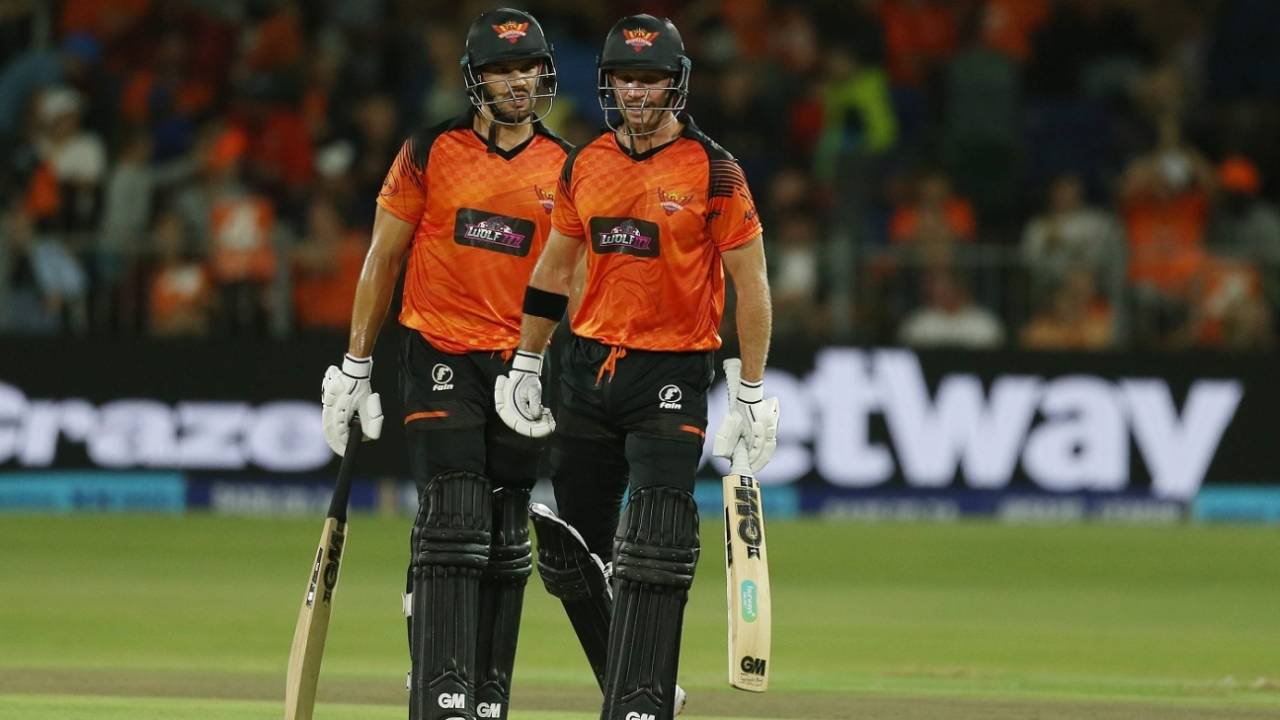 Aiden Markram and Sarel Erwee added 92 runs off 58 balls for the third wicket, Sunrisers Eastern Cape vs MI Cape Town, SA20, Gqeberha, January 16, 2023