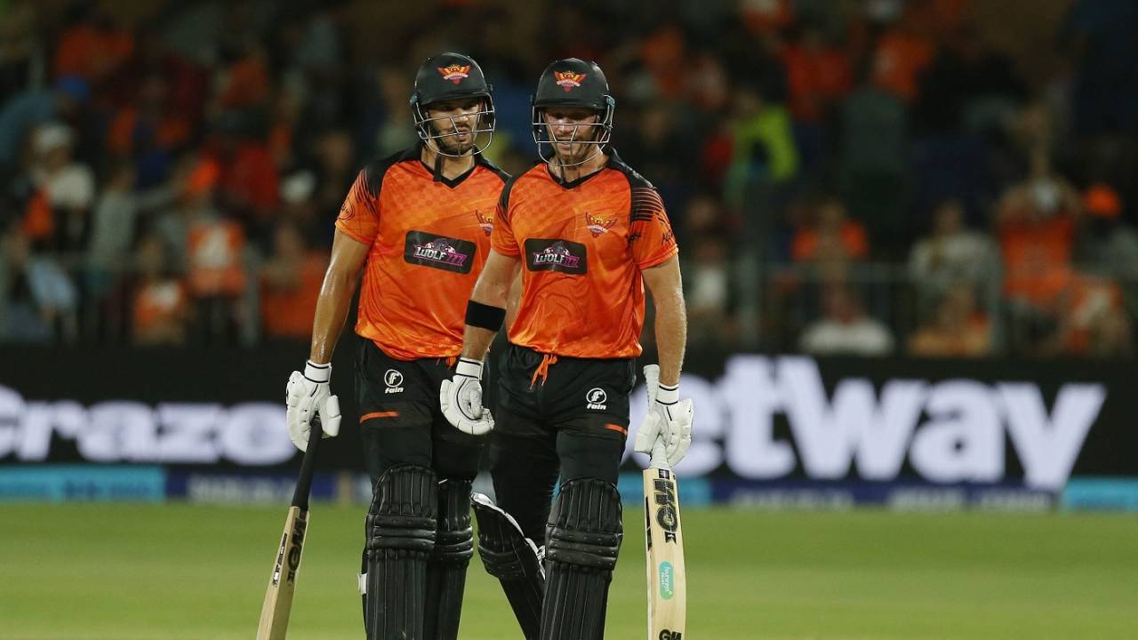 Aiden Markram and Sarel Erwee added 92 runs off 58 balls for the third wicket, Sunrisers Eastern Cape vs MI Cape Town, SA20, Gqeberha, January 16, 2023