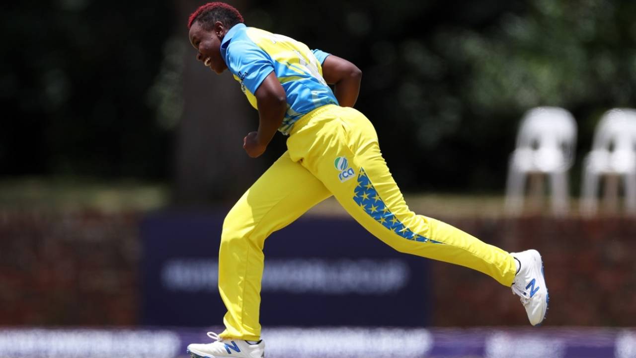 Henriette Ishimwe picked up four wickets in four balls to hasten Zimbabwe's end, Zimbabwe vs Rwanda, Under-19 Women's T20 World Cup, Potchefstroom, January 17, 2023