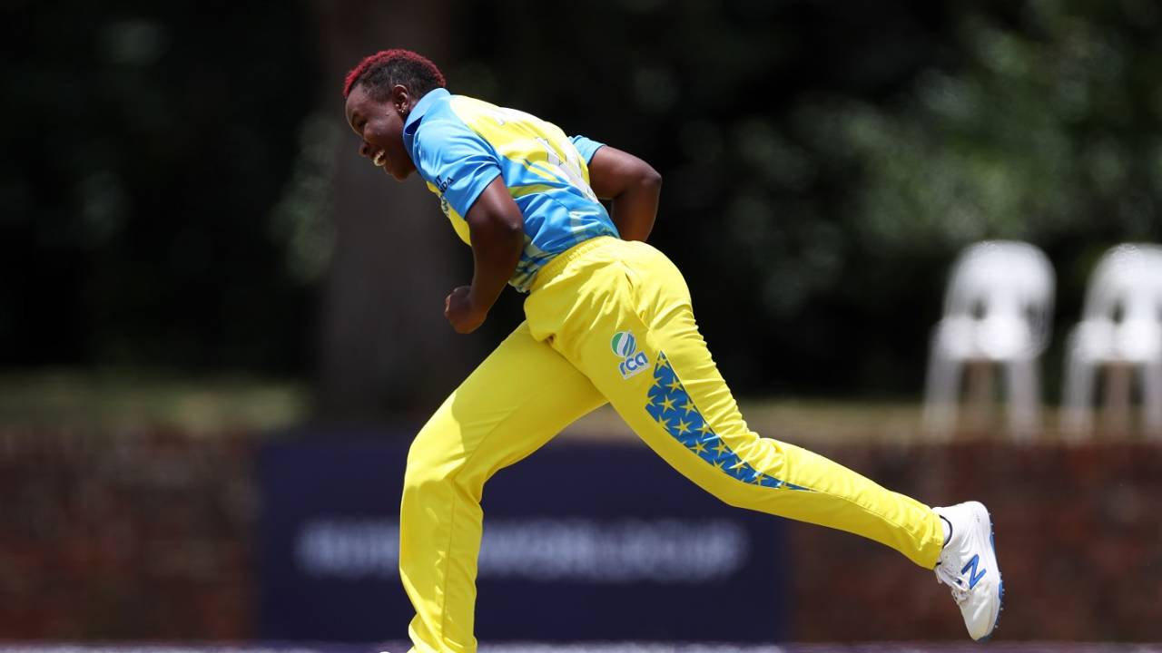 Henriette Ishimwe picked up four wickets in four balls to hasten Zimbabwe's end, Zimbabwe vs Rwanda, Under-19 Women's T20 World Cup, Potchefstroom, January 17, 2023