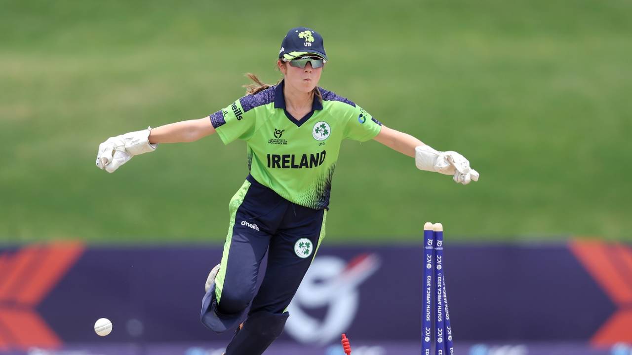 Joanna Loughron in action for Ireland against Indonesia, Ireland U19 vs Indonesia U19, ICC Women's U19 T20 World Cup, Potchefstroom, January 19, 2023