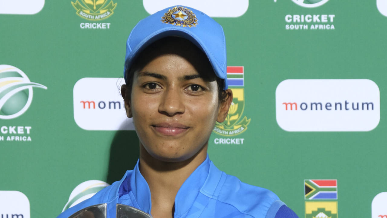 Amanjot Kaur became only the third India women's player to win a Player of the Match award on T20I debut, South Africa vs India, Women's Tri-Series, East London, January 19, 2023
