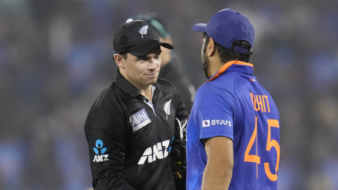 Tom Latham and Rohit Sharma: who'll be smiling at the end of the game?&nbsp;&nbsp;&bull;&nbsp;&nbsp;Associated Press