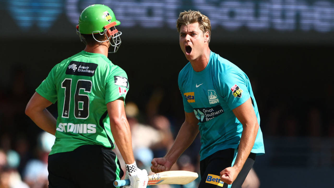 Spencer Johnson was pumped up after denying Marcus Stoinis, Brisbane Heat vs Melbourne Stars, BBL, Gabba, January 22, 2023