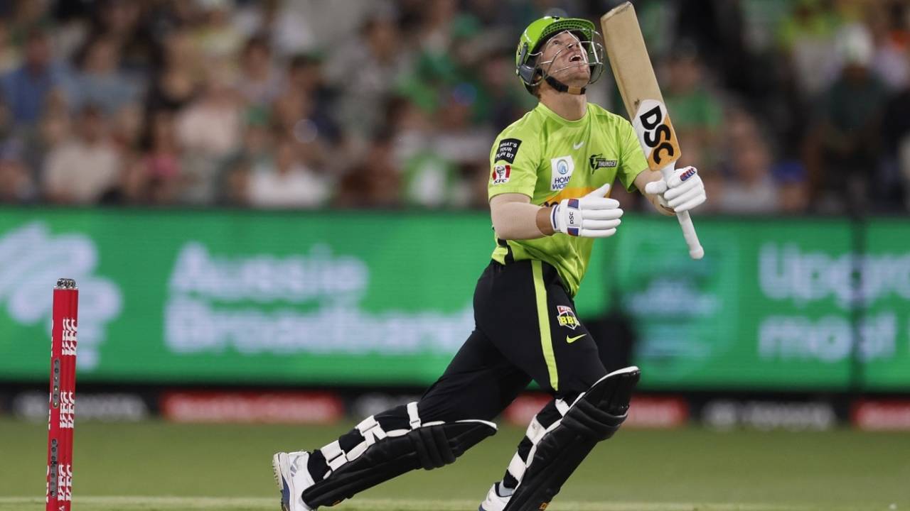 David Warner skied a catch early in his innings, Melbourne Stars vs Sydney Thunder, BBL, Melbourne, January 25, 2023
