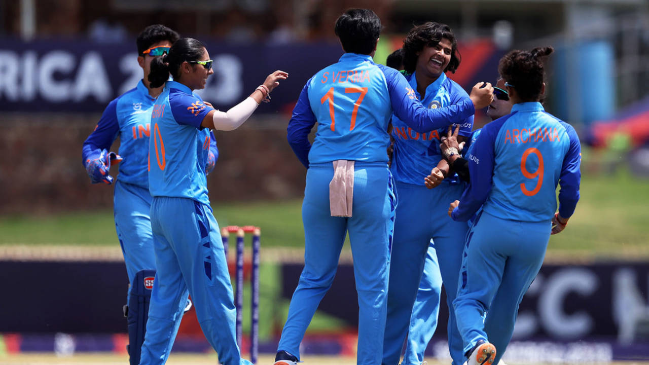 Titas Sadhu returned 2 for 6 from her four overs in the Under-19 World Cup final&nbsp;&nbsp;&bull;&nbsp;&nbsp;ICC via Getty Images