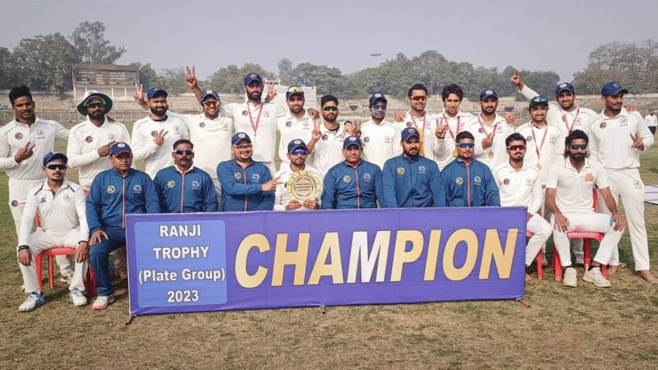 The victorious Bihar team after winning the Plate final against Manipur&nbsp;&nbsp;&bull;&nbsp;&nbsp;Bihar Cricket Association