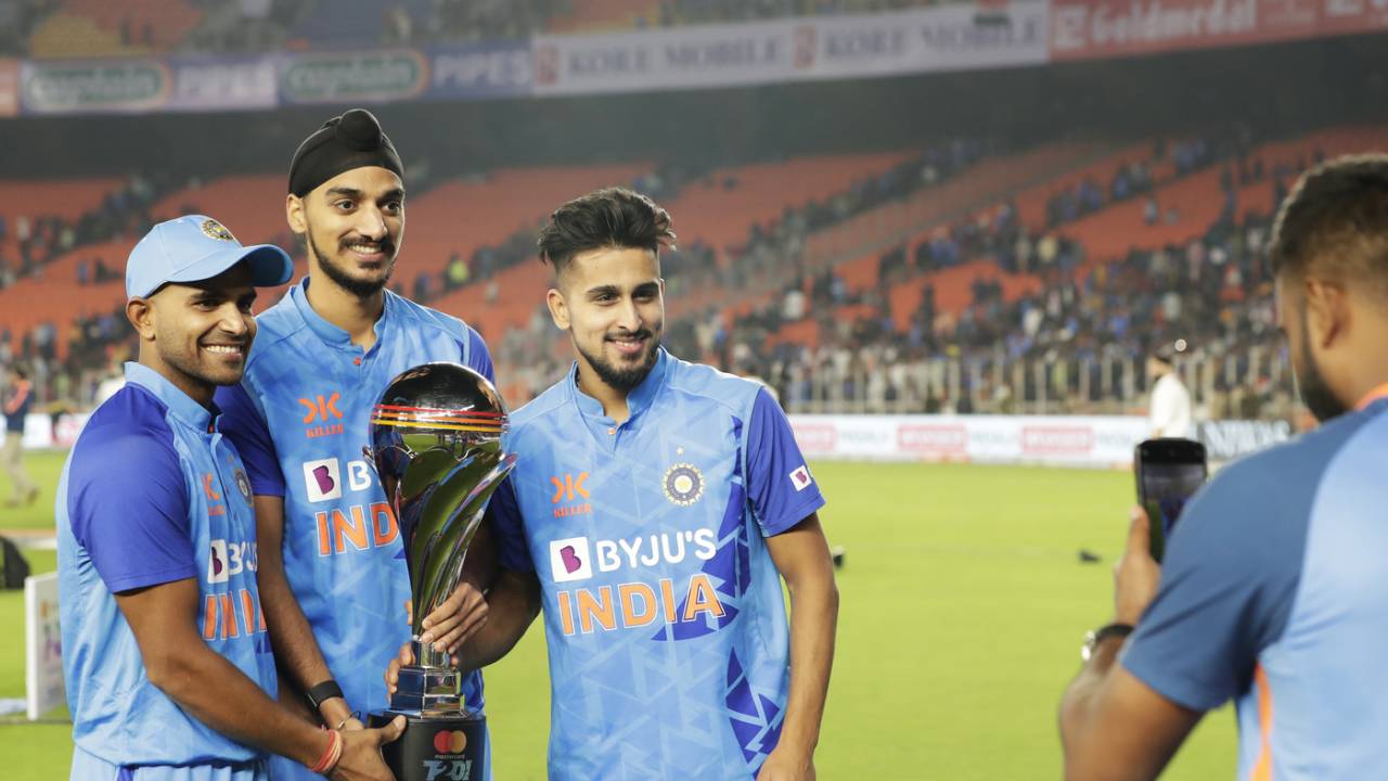 Glimpses of India's cricketing future? Shivam Mavi, Arshdeep Singh and Umran Malik strike a pose, India vs New Zealand, 3rd T20I, Ahmedabad, February 1, 2023