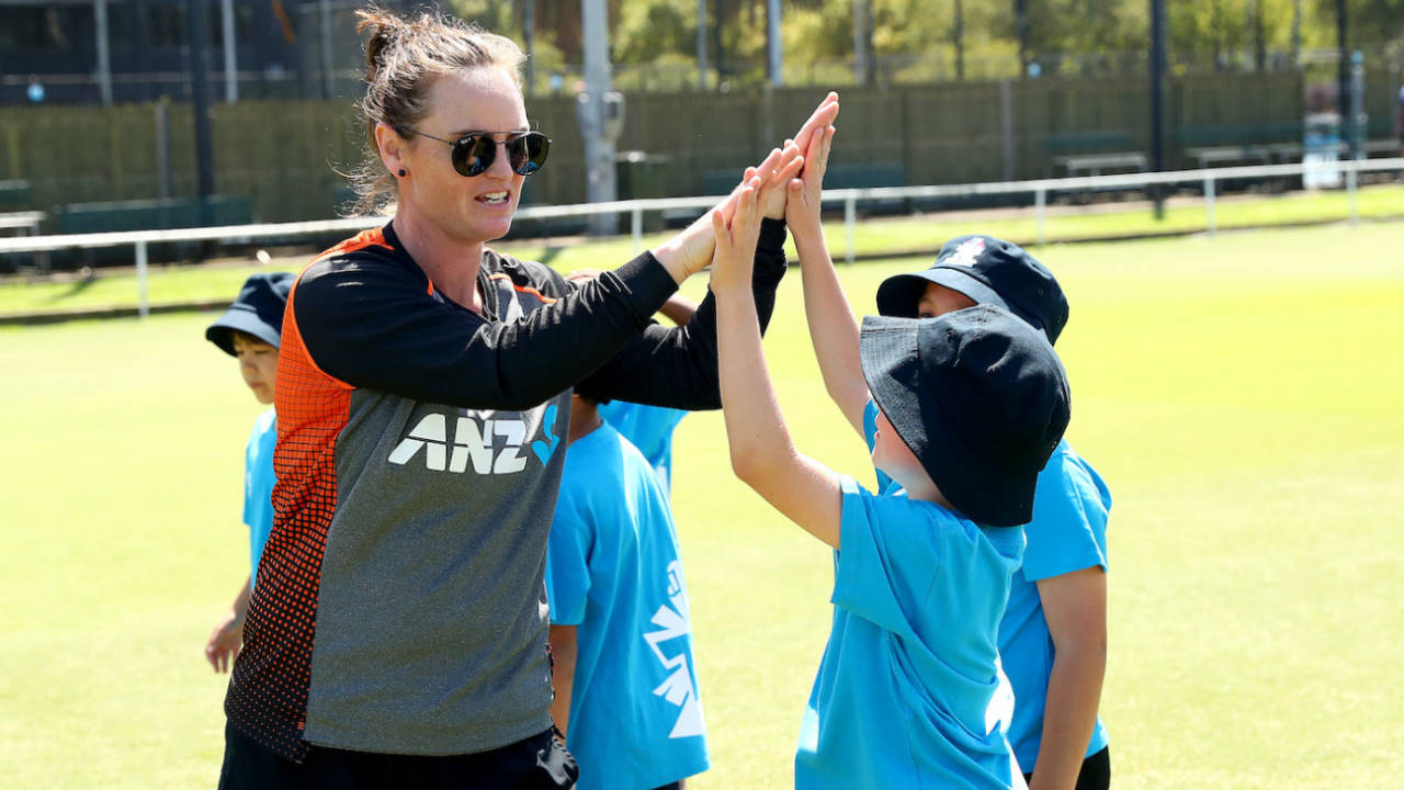 Hayley Jensen high-fives a kid, February 28, 2020