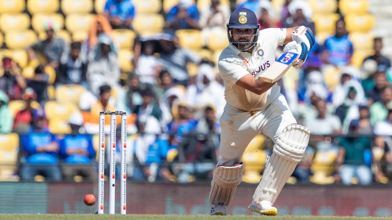 Rohit Sharma drives towards cover, India vs Australia, 1st Test, Nagpur, 2nd day, February 10, 2023