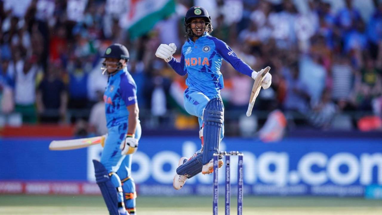 Jemimah Rodrigues takes a leap to celebrate India's win, India vs Pakistan, ICC Women's T20 World Cup, Cape Town, February 12, 2023