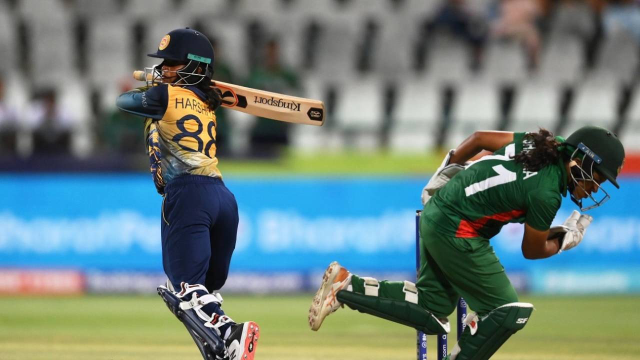 Harshitha Samarawickrama hit an unbeaten half-century to guide Sri Lanka home, Bangladesh Women vs Sri Lanka Women, Women's T20 World Cup, Group 1, Cape Town, February 12, 2023