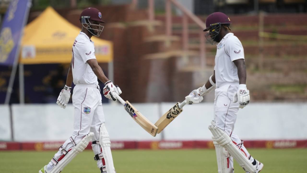 Kyle Mayers and Roston Chase added 60 together, Zimbabwe vs West Indies, 2nd Test, Bulawayo, 2nd day, February 13, 2023