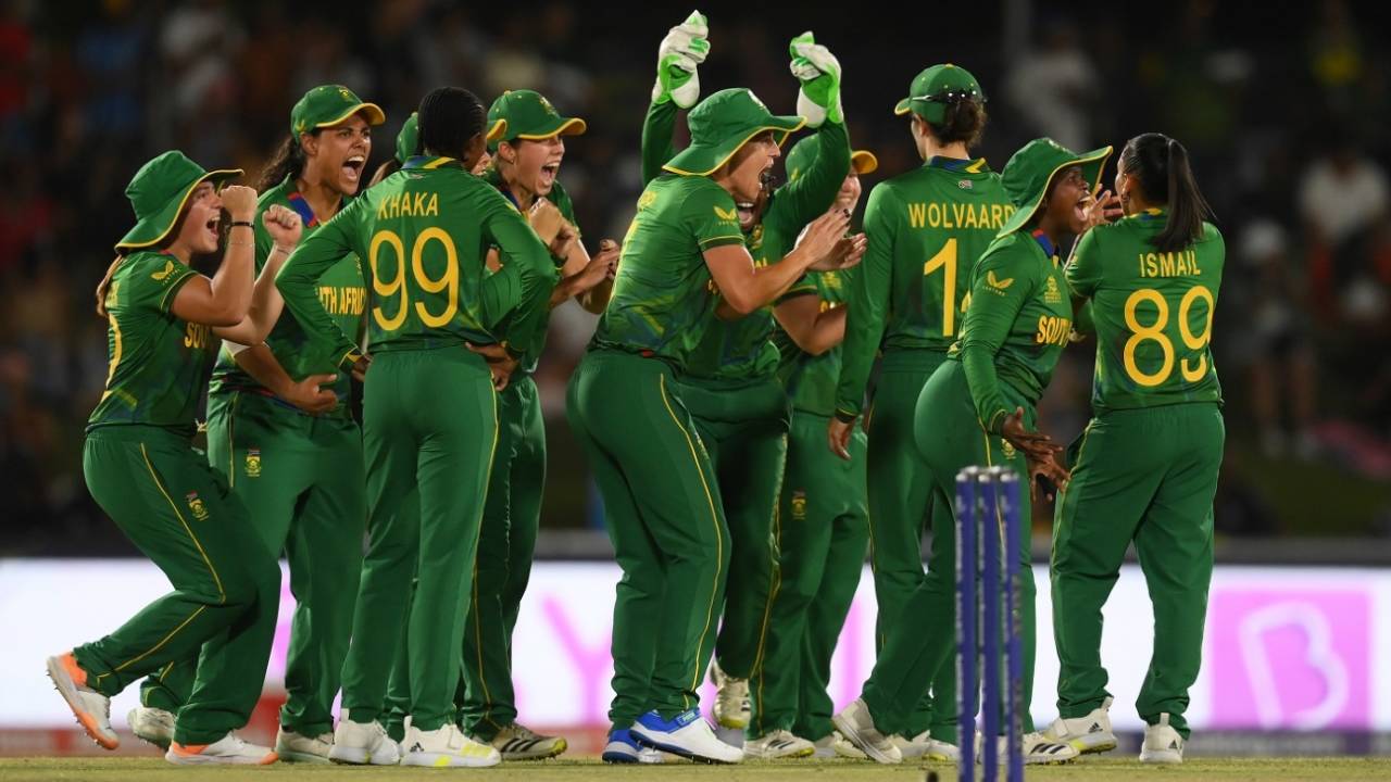 South Africa were pumped after Amelia Kerr became the fourth player to be out inside the powerplay, South Africa vs New Zealand, ICC Women's T20 World Cup, Paarl, February 13, 2023