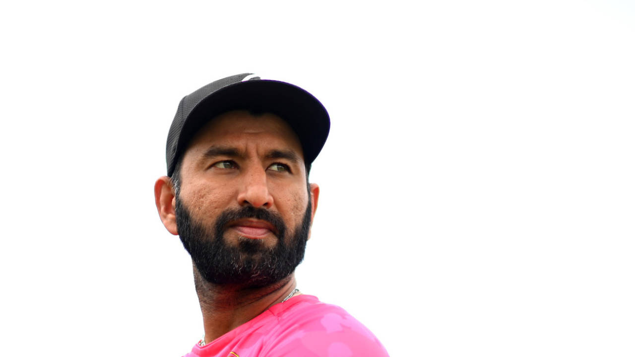 Cheteshwar Pujara looks on, Somerset vs Sussex, Royal London One-Day Cup, Cooper Associates County Ground, Taunton, August 19, 2022