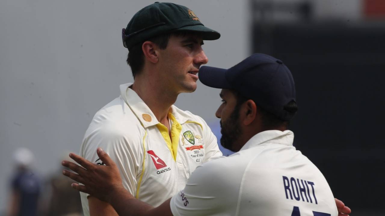 Pat Cummins and Rohit Sharma shake hands after the second Test&nbsp;&nbsp;&bull;&nbsp;&nbsp;Getty Images
