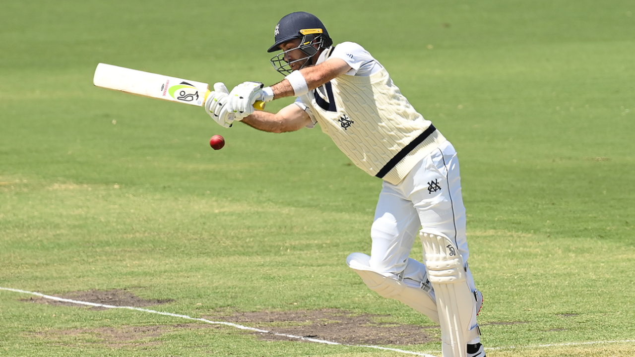 Glenn Maxwell was lbw for 5 on his return to first-class cricket, Victoria vs South Australia, Sheffield Shield, Junction Oval, February 20, 2023
