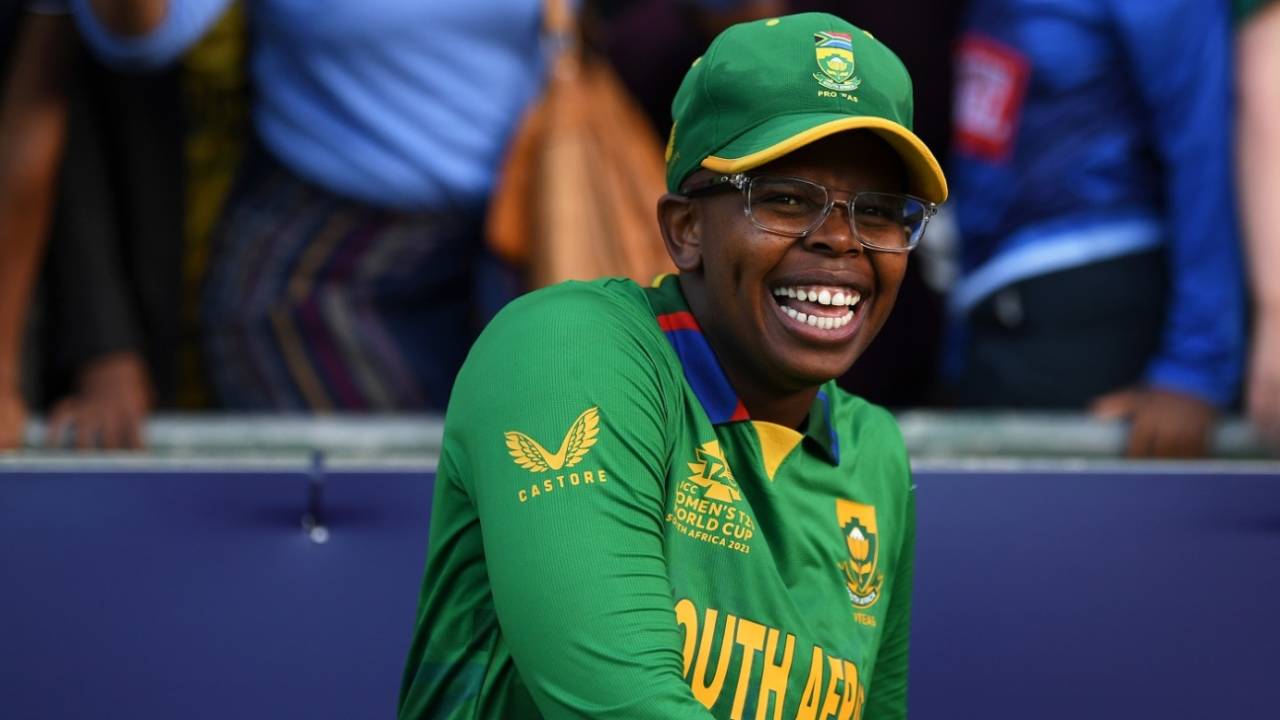 Sinalo Jafta is all smiles after South Africa's win over England, South Africa vs England, Women's T20 World Cup, Semi-final, Cape Town, February 24, 2023