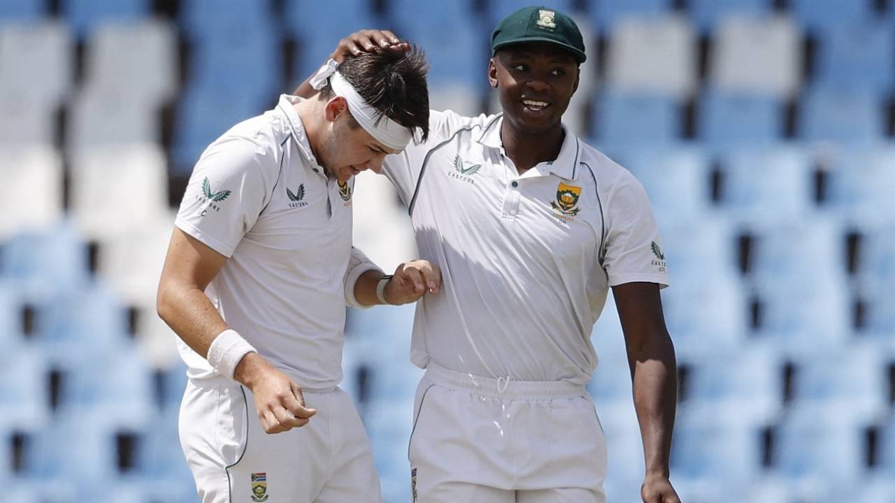 Kagiso Rabada and Gerald Coetzee get together, South Africa vs West Indies, 1st Test, Centurion, 3rd day, March 2, 2023
