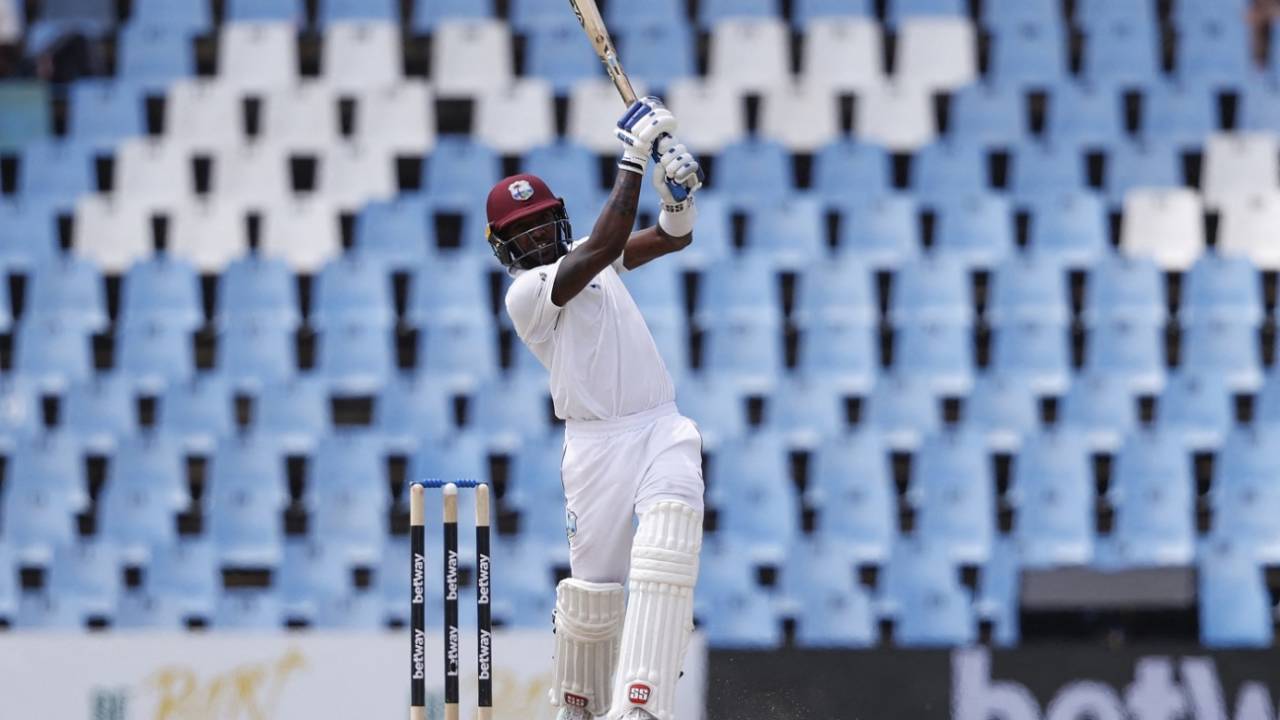 Jermaine Blackwood goes over the top, South Africa vs West Indies, 1st Test, Centurion, 3rd day, March 2, 2023
