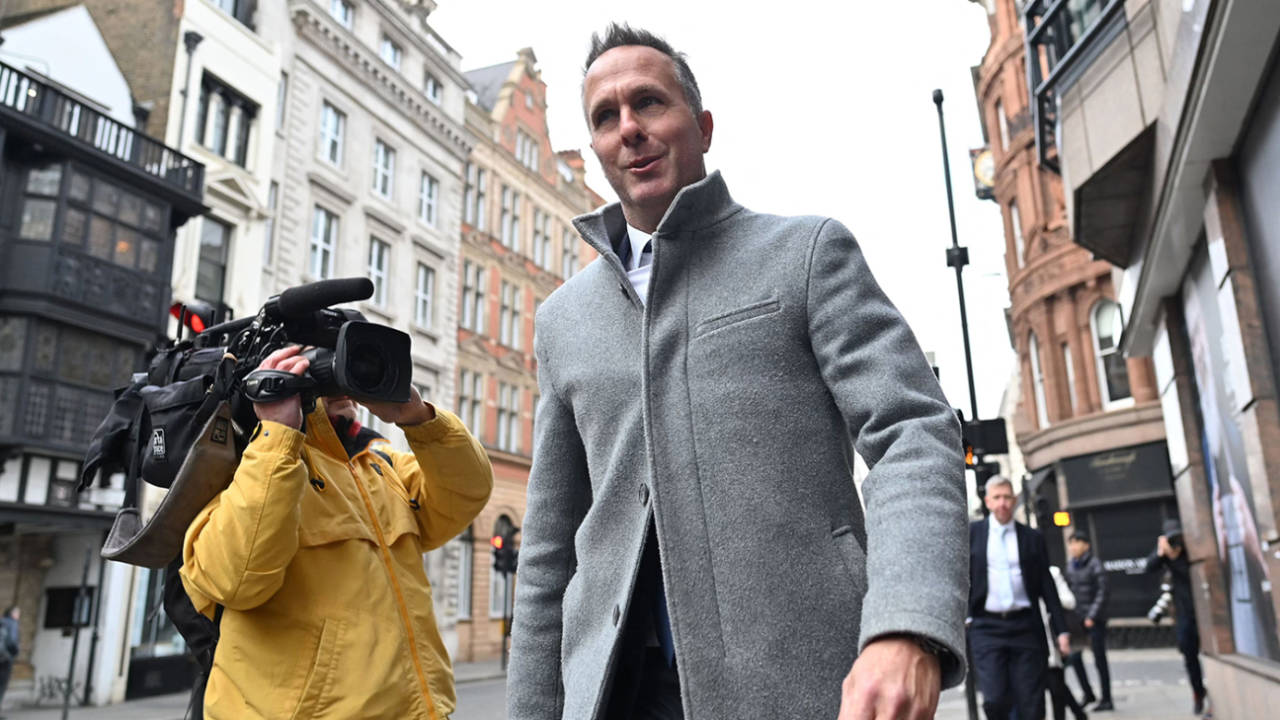 Michael Vaughan arrives at the International Arbitration Centre in London, Yorkshire CDC hearings, March 2, 2023