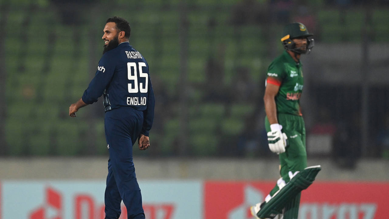Adil Rashid ran through the lower-middle order, Bangladesh vs England, 2nd ODI, Mirpur, March 3, 2023