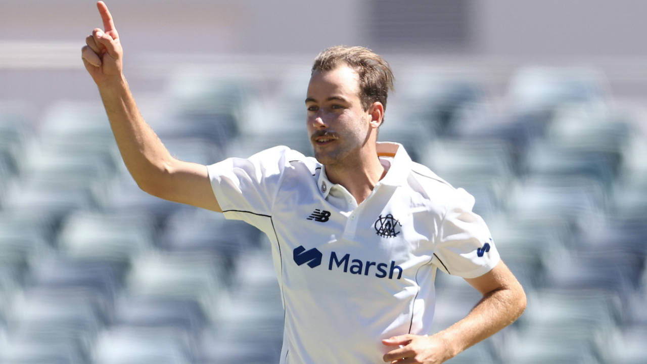 Charles Stobo finished with match figures of 7 for 85, Western Australia vs Tasmania, Sheffield Shield, WACA, March 4, 2023