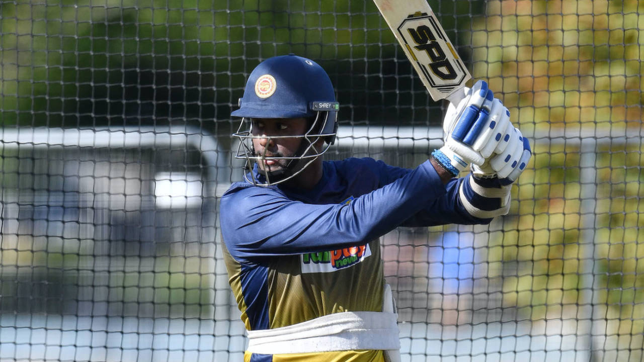 Angelo Mathews practises in the nets, March 7, 2023