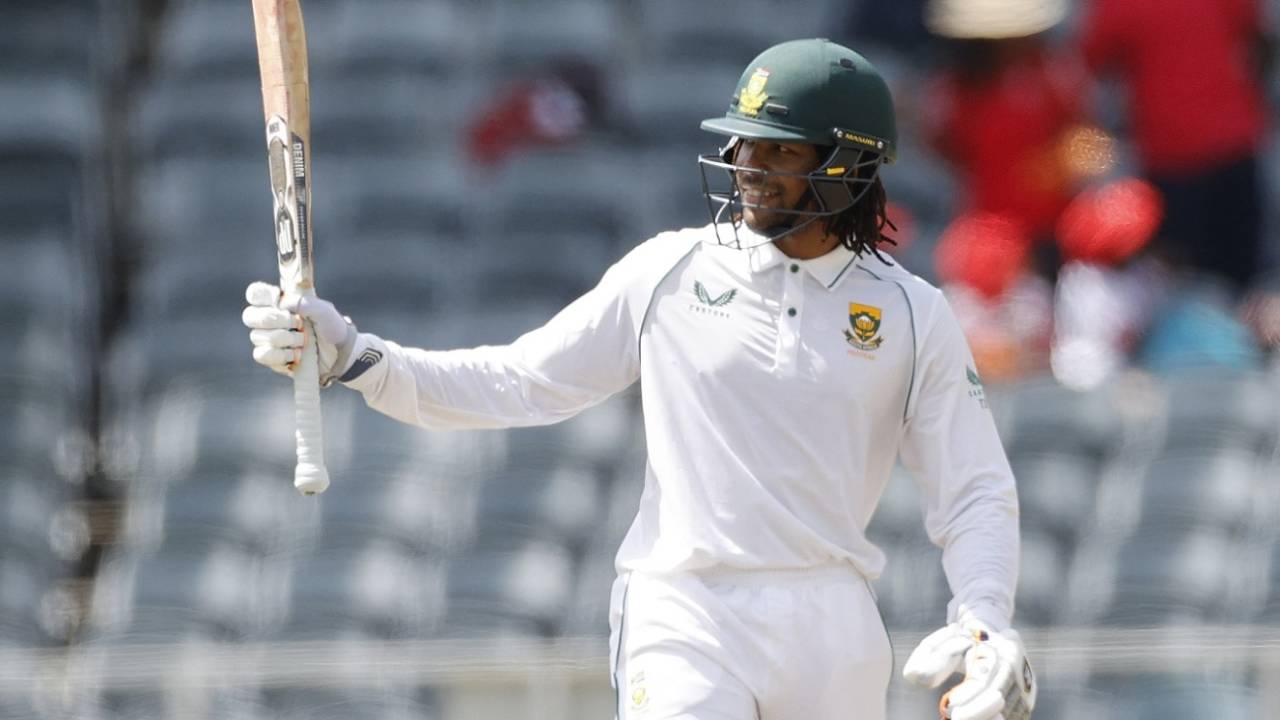 Tony de Zorzi brings up his first half-century in Test cricket, South Africa vs West Indies, 2nd Test, Johannesburg, 1st day, March 8, 2023