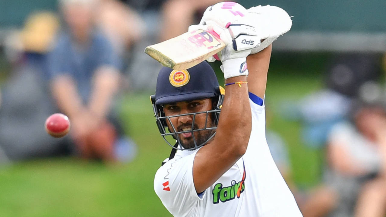 Dinesh Chandimal lays into the off drive, New Zealand vs Sri Lanka, 1st Test, Christchurch, 1st day, March 9, 2023