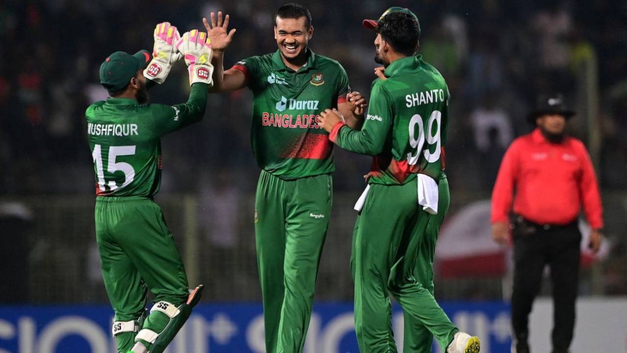 Taskin Ahmed picked up three wickets in an over against Ireland&nbsp;&nbsp;&bull;&nbsp;&nbsp;AFP/Getty Images