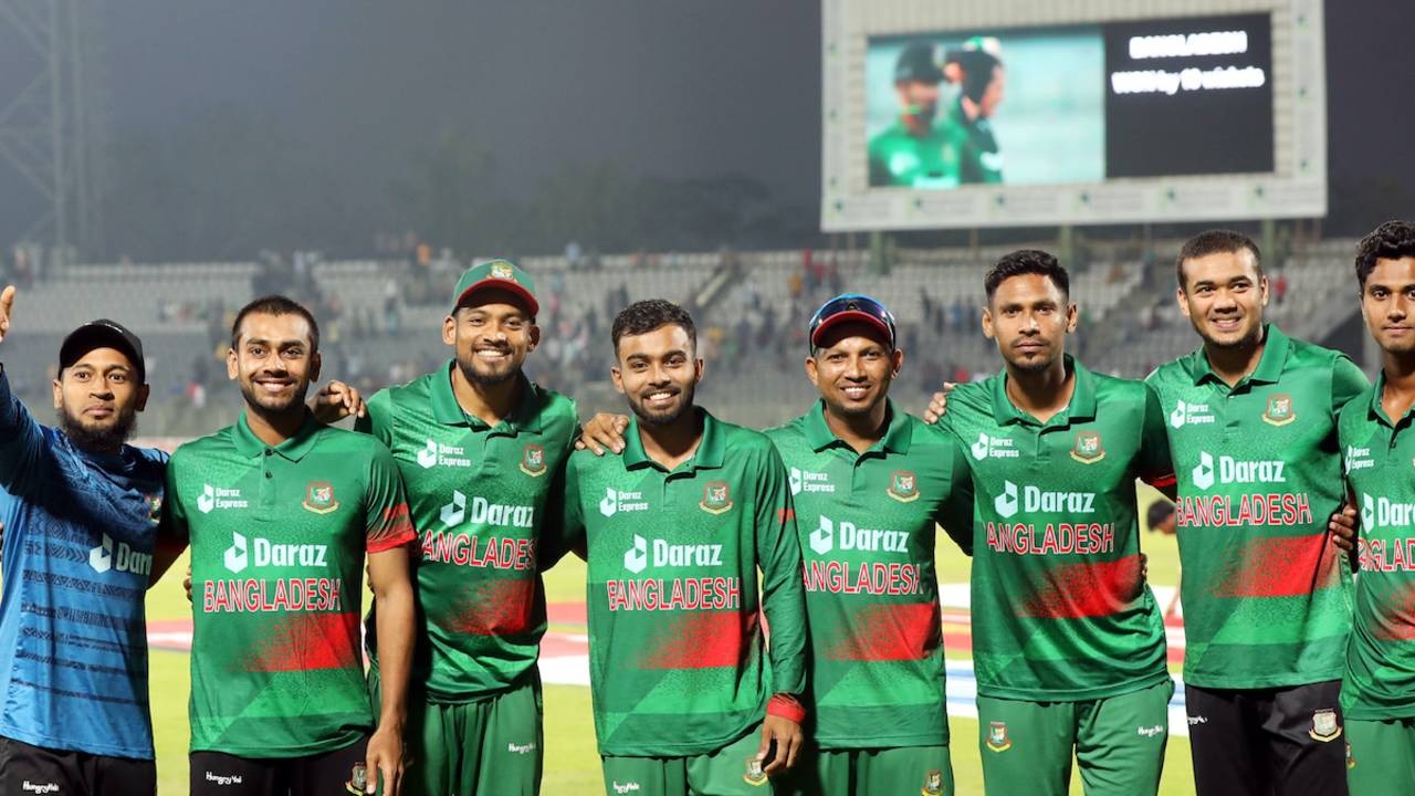 Bangladesh's team members pose for a picture
