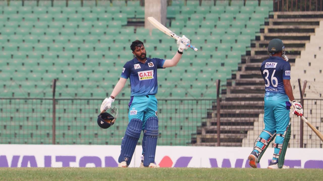 Indian batter Ravi Teja struck a century in the Dhaka Premier League, Prime Bank v Gazi Group, March 27, 2023