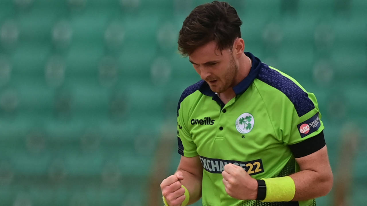 Mark Adair is pumped after sending back Shakib Al Hasan, Bangladesh vs Ireland, 3rd T20I, Chattogram, March 31, 2023