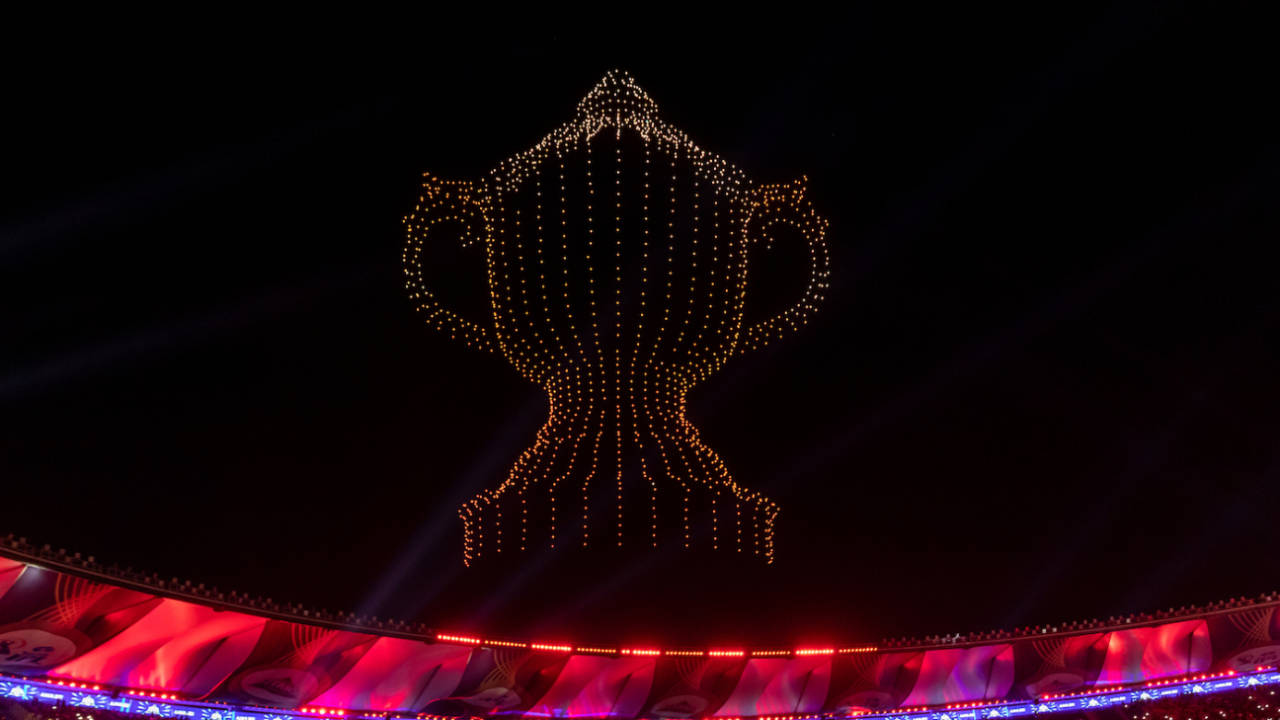 The IPL trophy made up of drone lights, Gujarat Titans vs Chennai Super Kings, IPL 2023, Ahmedabad, March 31, 2023