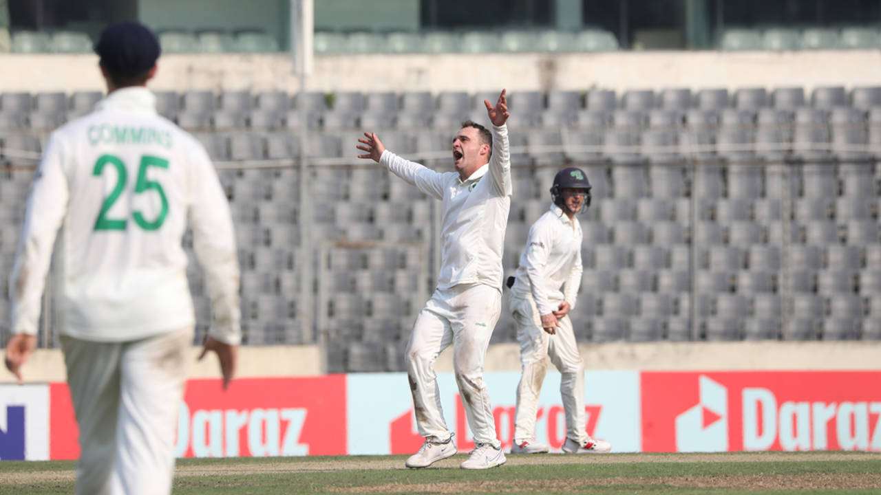 Andy McBrine finished with a six-wicket haul, Bangladesh vs Ireland, Only Test, 2nd day, Dhaka, April 5, 2023