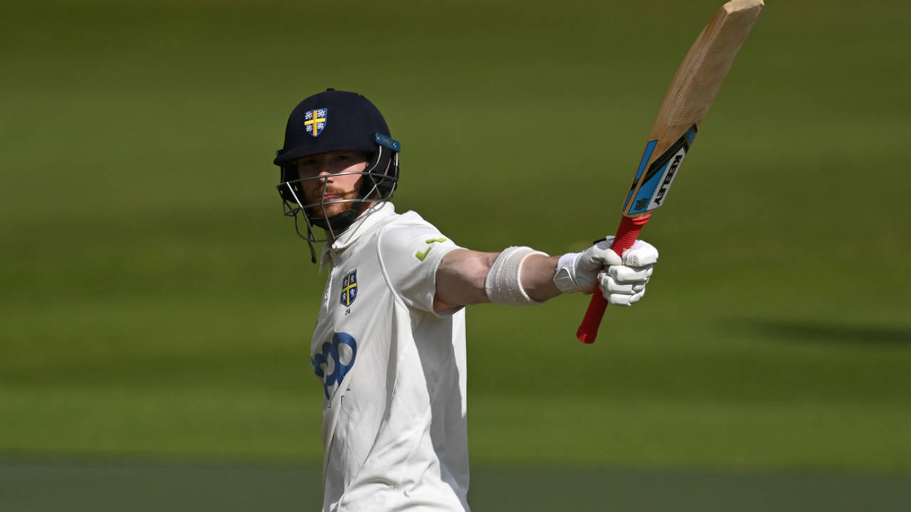Michael Jones acknowledges his fifty, Sussex vs Durham, County Championship, Division Two, Hove, April 6, 2023