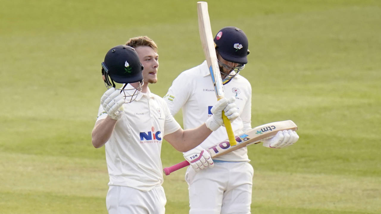 Finley Bean recorded his maiden first-class hundred, County Championship, Division Two, Headingley, April 6, 2023