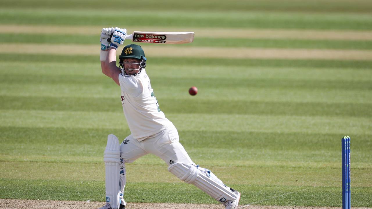 Tom Moores lashes a ball through the off side, Hampshire vs Nottinghamshire, Ageas Bowl, County Championship, April 6, 2023