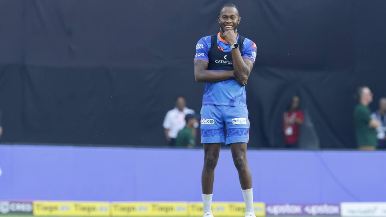 Jofra Archer pictured at the Mumbai Indians training session ahead of the game, Mumbai Indians vs Chennai Super Kings, IPL 2023, Mumbai, April 8, 2023