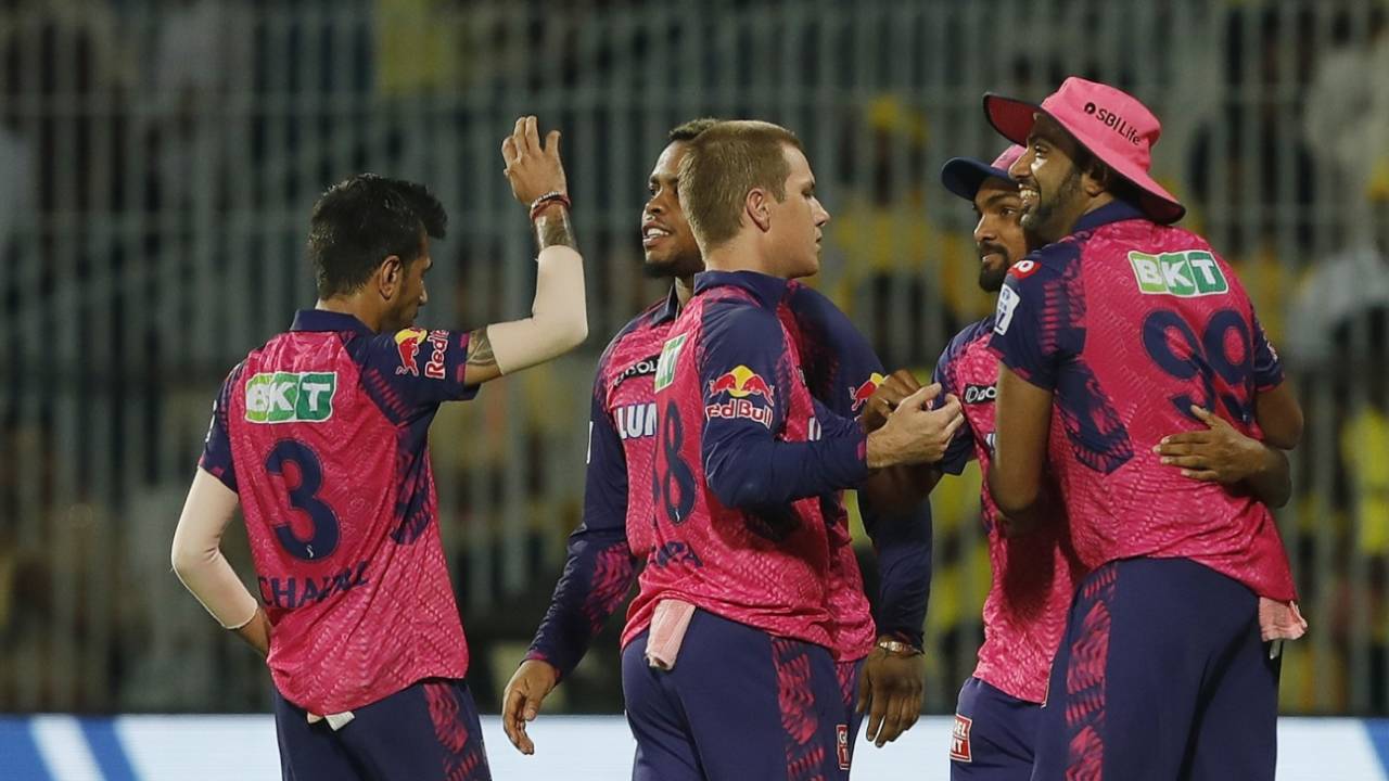 Adam Zampa and his mates celebrate Moeen Ali's wicket, Chennai Super Kings vs Rajasthan Royals, IPL 2023, Chennai, April 12, 2023
