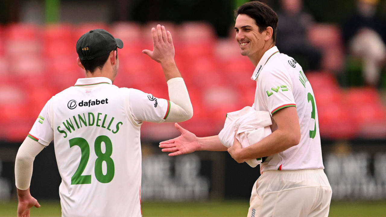 Chris Wright finished with a five-for, Leicestershire vs Glamorgan, County Championship, Division Two, Grace Road, April 30, 2023