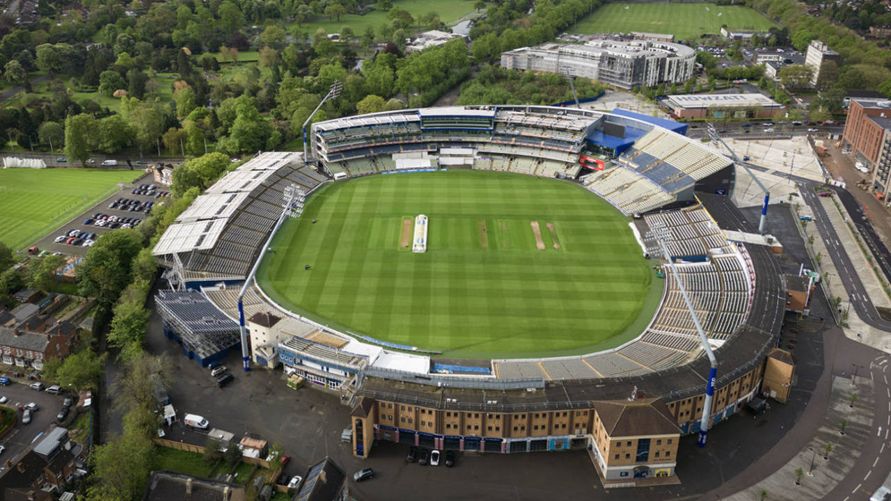 Aerial view of Edgbaston, as rain delayed the start of play, Warwickshire vs Essex, LV= County Championship, Edgbaston, May 11, 2023