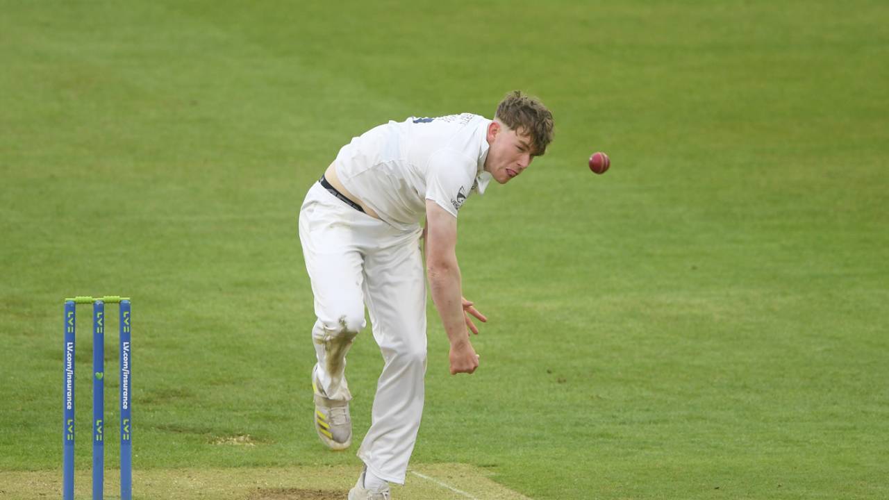 Matthew Revis strains for effect, Durham vs Yorkshire, Chester-le-Street, County Championship, 2nd day, May 12, 2023