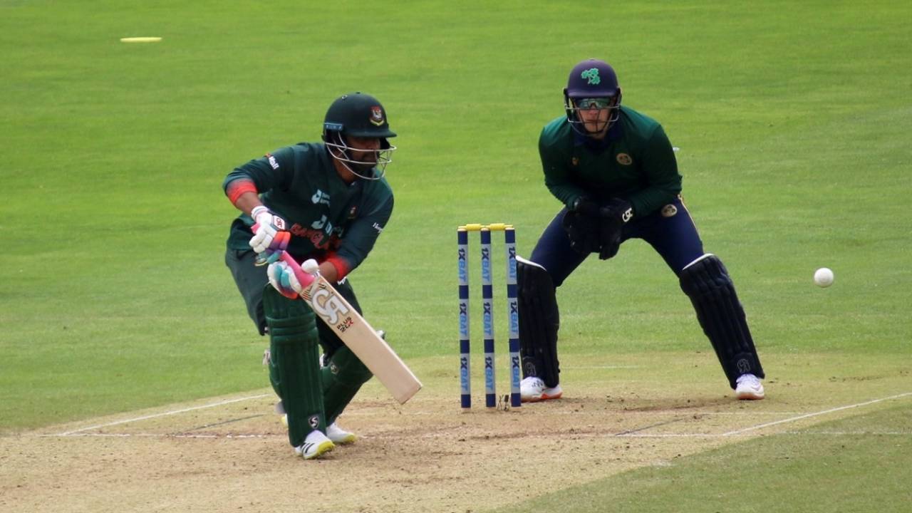 Tamim Iqbal pushes one through the off side, Ireland vs Bangladesh, 3rd ODI, Chelmsford, May 14, 2023