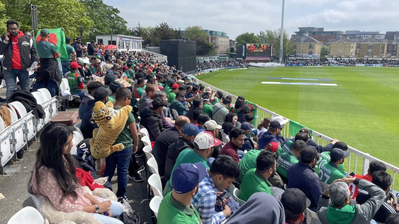 Bangladeshi supporters watch the action at Chelmsford, Ireland vs Bangladesh, 3rd ODI, Chelmsford, May 14, 2023