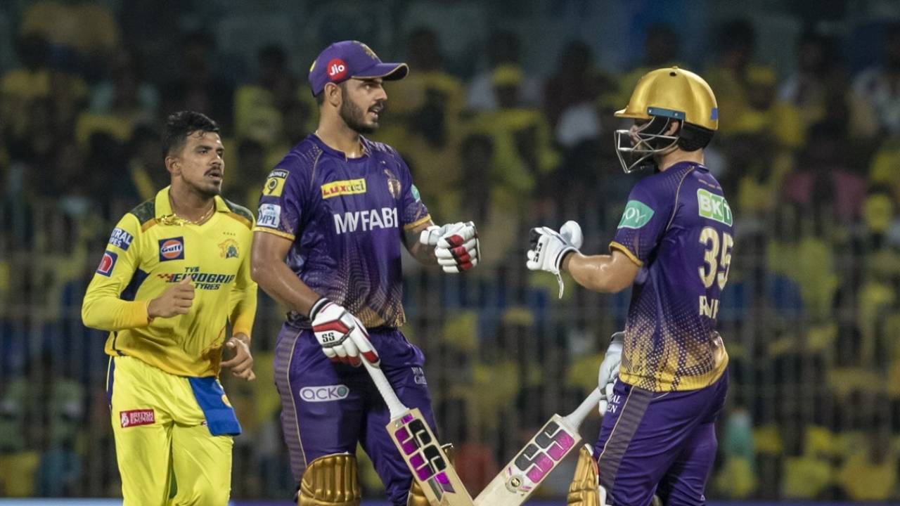 Nitish Rana and Rinku Singh both hit fifties as they added 99 for the fourth wicket, Chennai Super Kings vs Kolkata Knight Riders, IPL 2023, Chennai, May 14, 2023