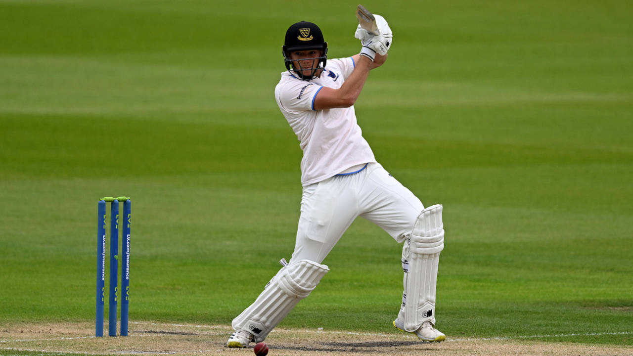 James Coles punches a drive, Sussex vs Glamorgan, County Championship, Division Two, Hove, May 19, 2023