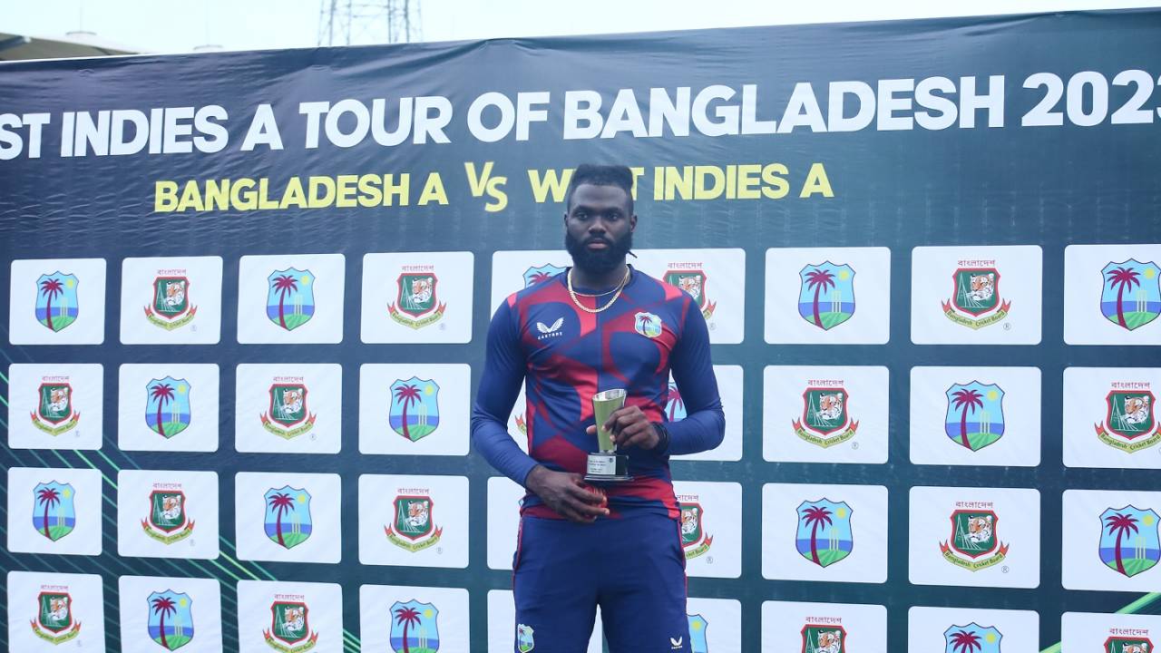 Jair McAllister was named Player of the Match for his seven wickets, Bangladesh A vs West Indies A, 1st unofficial Test, Sylhet, May 19, 2023